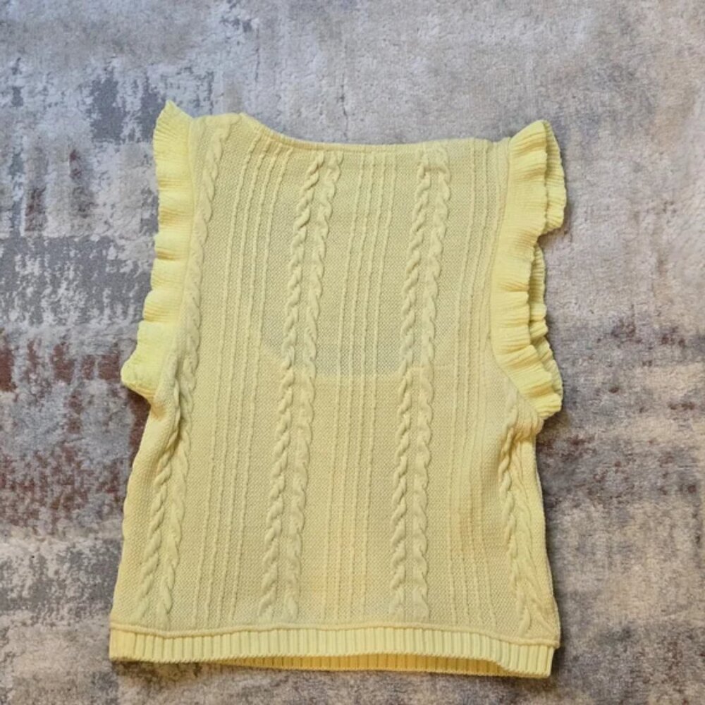 ZARA Yellow Knit Ruffle Sleeve Crop Top - Size M - Picture 4 of 10